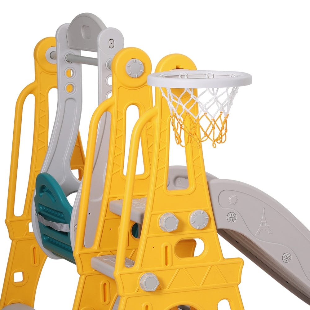 Kids Toy Chest Baby & Kids > Toys Keezi Kids Slide Swing Set Basketball Outdoor Toys Green