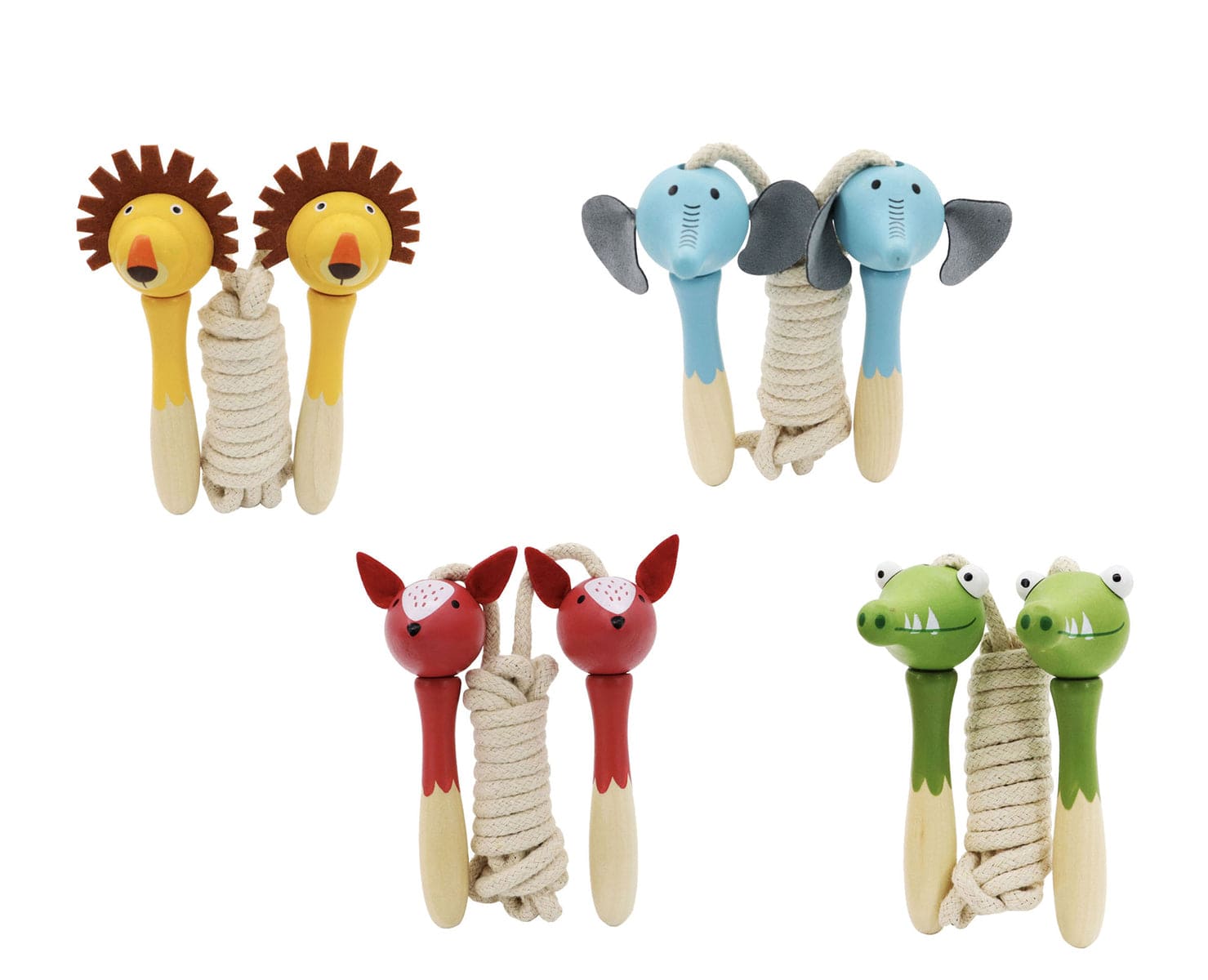 Kids Toy Chest Brand-Calm & Breezy, Toys-Novelty & Fidget, Toys-Outdoor & Water Play WOODEN SKIPPING ROPE JUNGLE ANIMAL SET OF 4