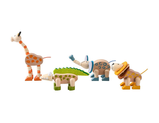 Kids Toy Chest Brand-Calm & Breezy, Toys-Novelty & Fidget, Toys-Playsets Puppets & Figurines WOODEN FLEXI JUNGLE ANIMAL SET OF 4