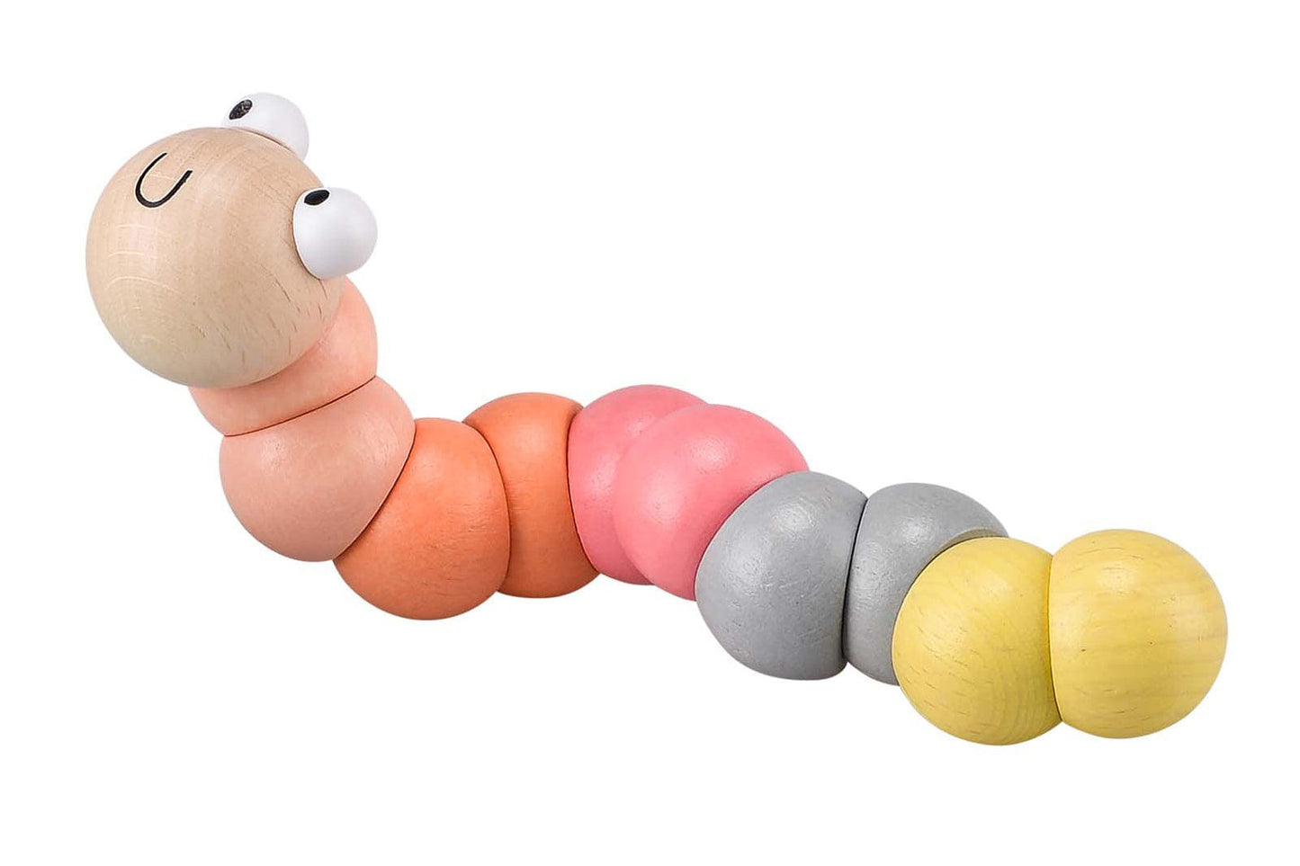 Kids Toy Chest Brand-Calm & Breezy, Toys-Rattles & Teethers, Gift-Baby Shower CALM & BREEZY WOODEN JOINTED WORM MAROON