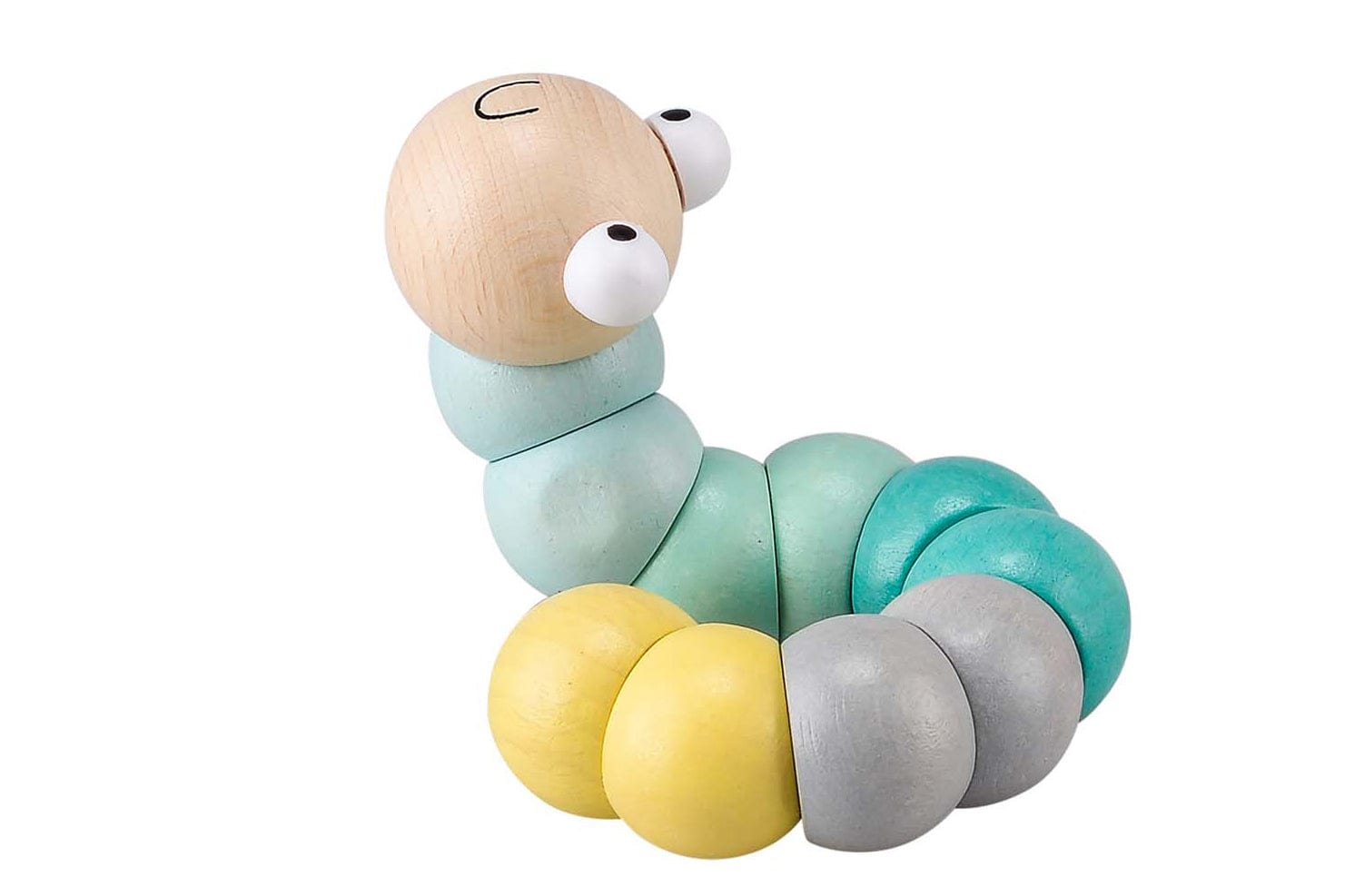 Kids Toy Chest Brand-Calm & Breezy, Toys-Rattles & Teethers, Gift-Baby Shower CALM & BREEZY WOODEN JOINTED WORM OLIVE