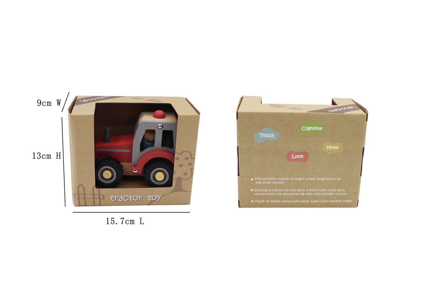 Kids Toy Chest Brand-Calm & Breezy, Toys-Vehicles CALM & BREEZY TRACTOR WITH RUBBER WHEELS RED