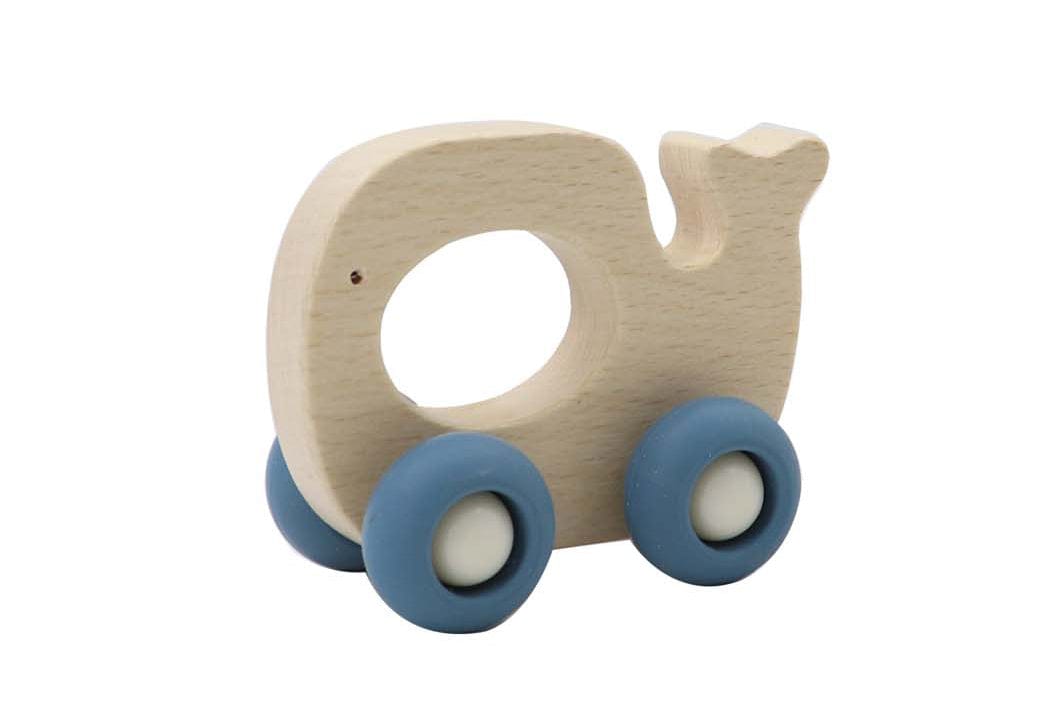 Kids Toy Chest Brand-Calm & Breezy, Toys-Vehicles WOODEN GRIP WHALE WITH SILICONE WHEELS