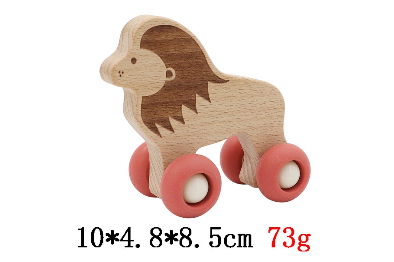 Kids Toy Chest Brand-Calm & Breezy, Toys-Vehicles WOODEN LION WITH SILICONE WHEELS