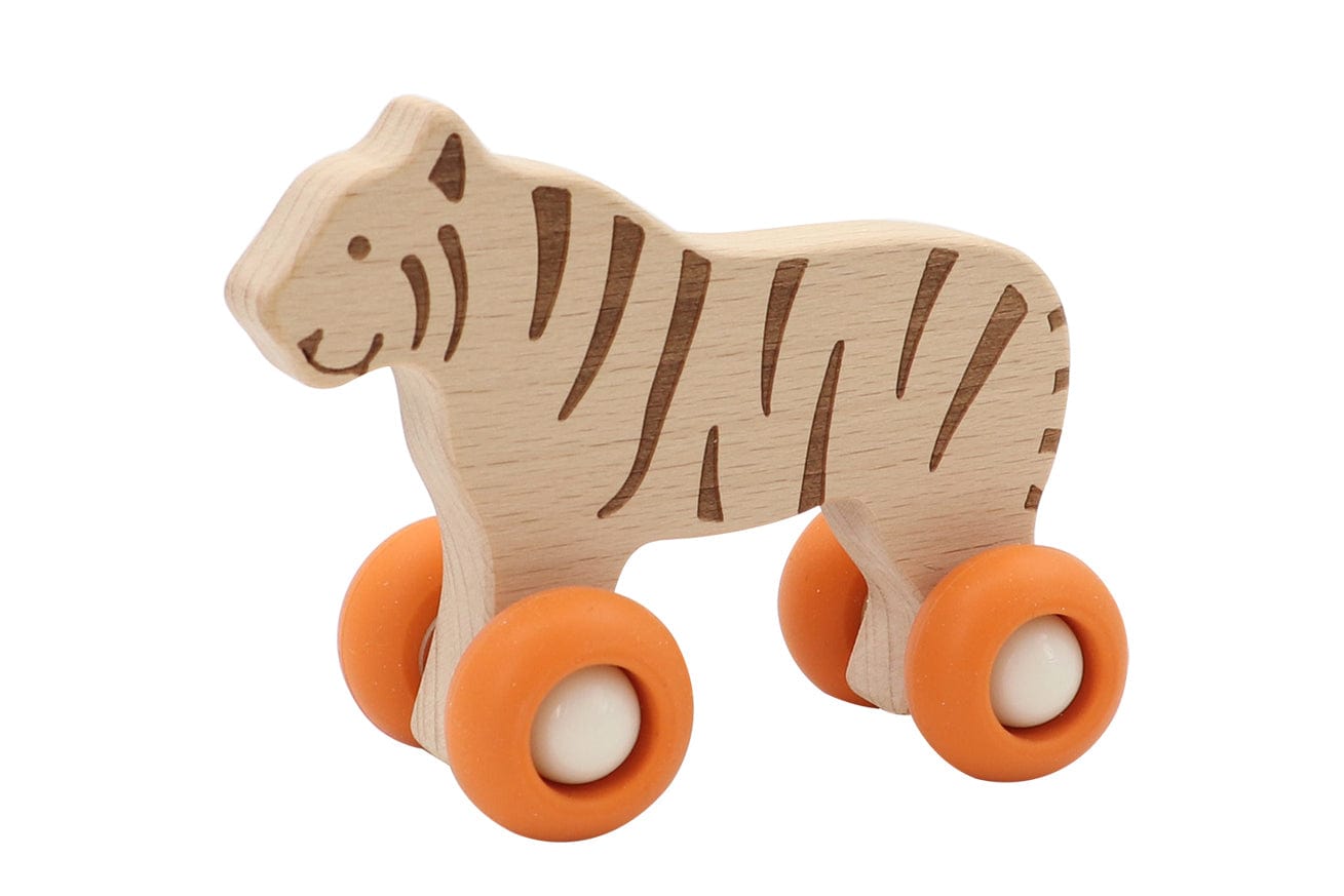 Kids Toy Chest Brand-Calm & Breezy, Toys-Vehicles WOODEN TIGER WITH SILICONE WHEELS