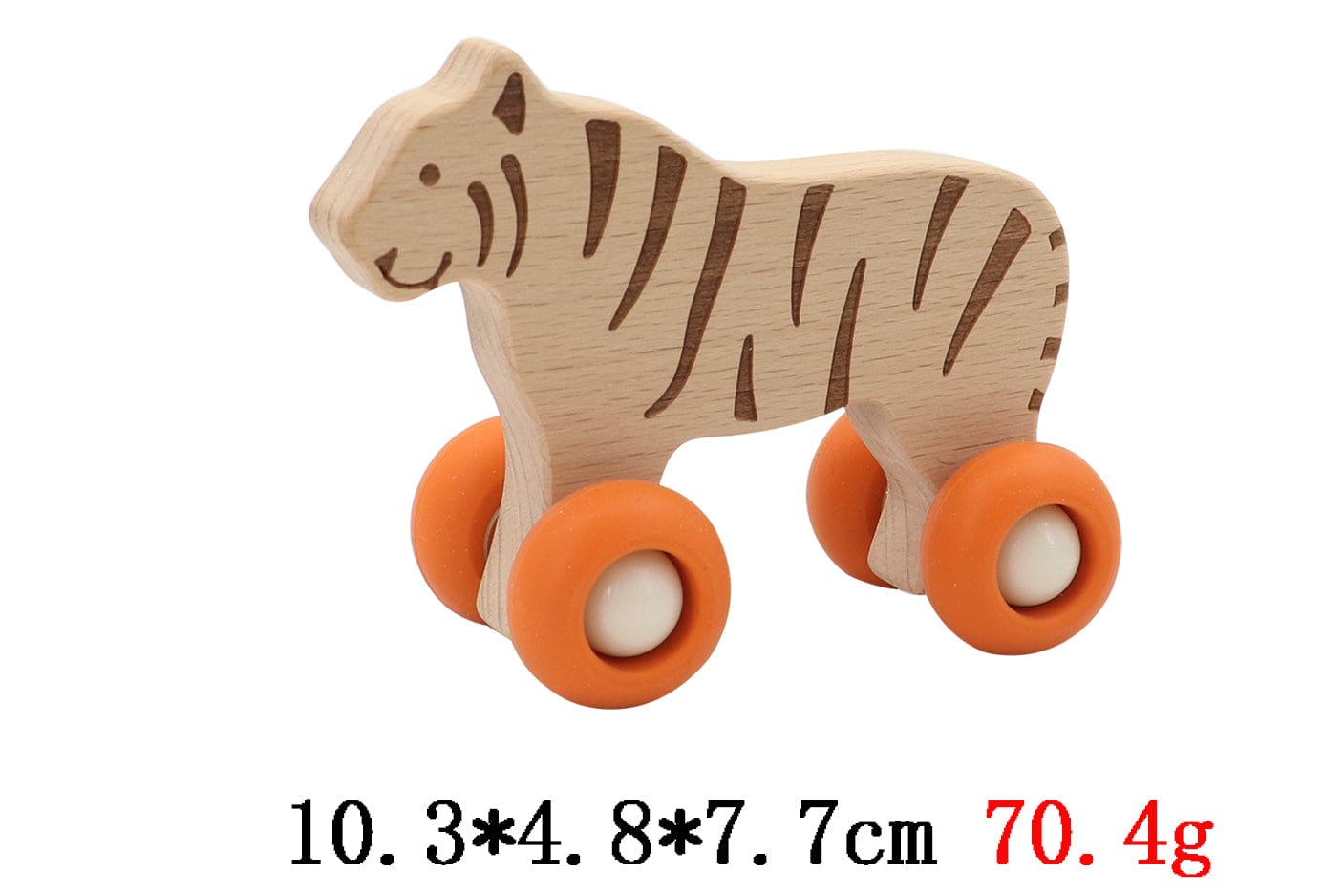 Kids Toy Chest Brand-Calm & Breezy, Toys-Vehicles WOODEN TIGER WITH SILICONE WHEELS