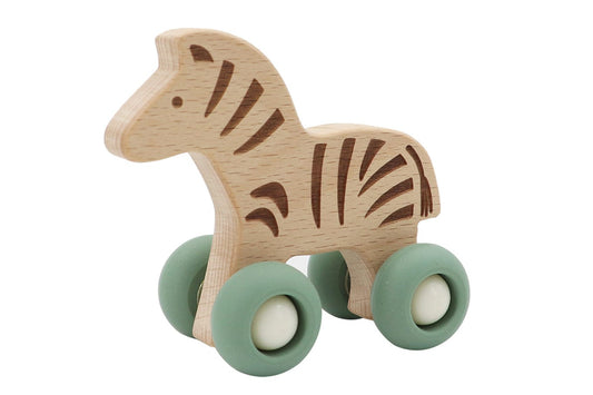 Kids Toy Chest Brand-Calm & Breezy, Toys-Vehicles WOODEN ZEBRA WITH SILICONE WHEELS