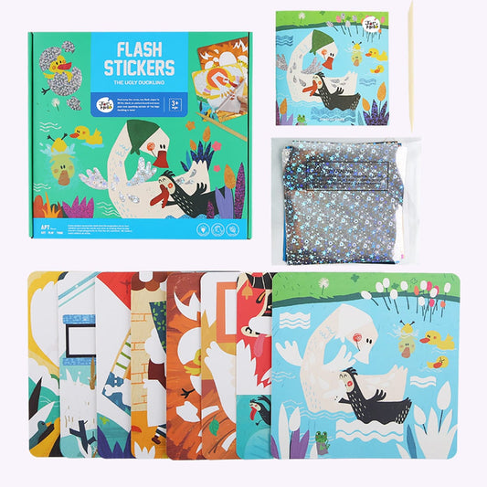 Kids Toy Chest Brand-JarMelo, Games-Educational, Toys-Educational THE UGLY DUCKLING FLASH STICKERS CRAFT KIT