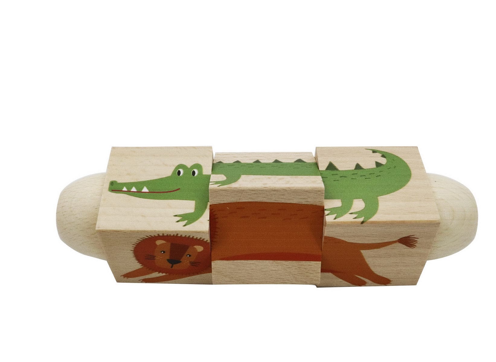 Kids Toy Chest Brand-Kaper Kidz, Games-Block Puzzles WOODEN TWIST PUZZLE BLOCK JUNGLE ANIMAL