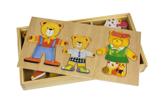 Kids Toy Chest Brand-Kaper Kidz, Games-Educational, Toys-Educational, Games-Peg & Tray Puzzles DRESSING BEAR FAMILY