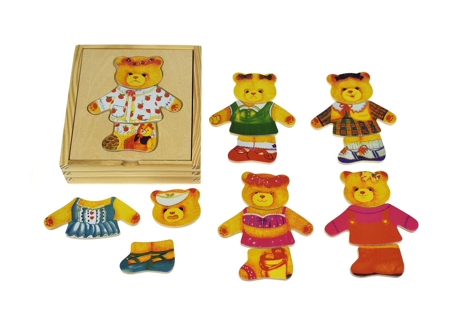 Kids Toy Chest Brand-Kaper Kidz, Games-Educational, Toys-Educational, Games-Peg & Tray Puzzles DRESSING BEAR GIRL