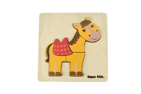 Kids Toy Chest Brand-Kaper Kidz, Games-Peg & Tray Puzzles FARM CHUNKY PUZZLES HORSE