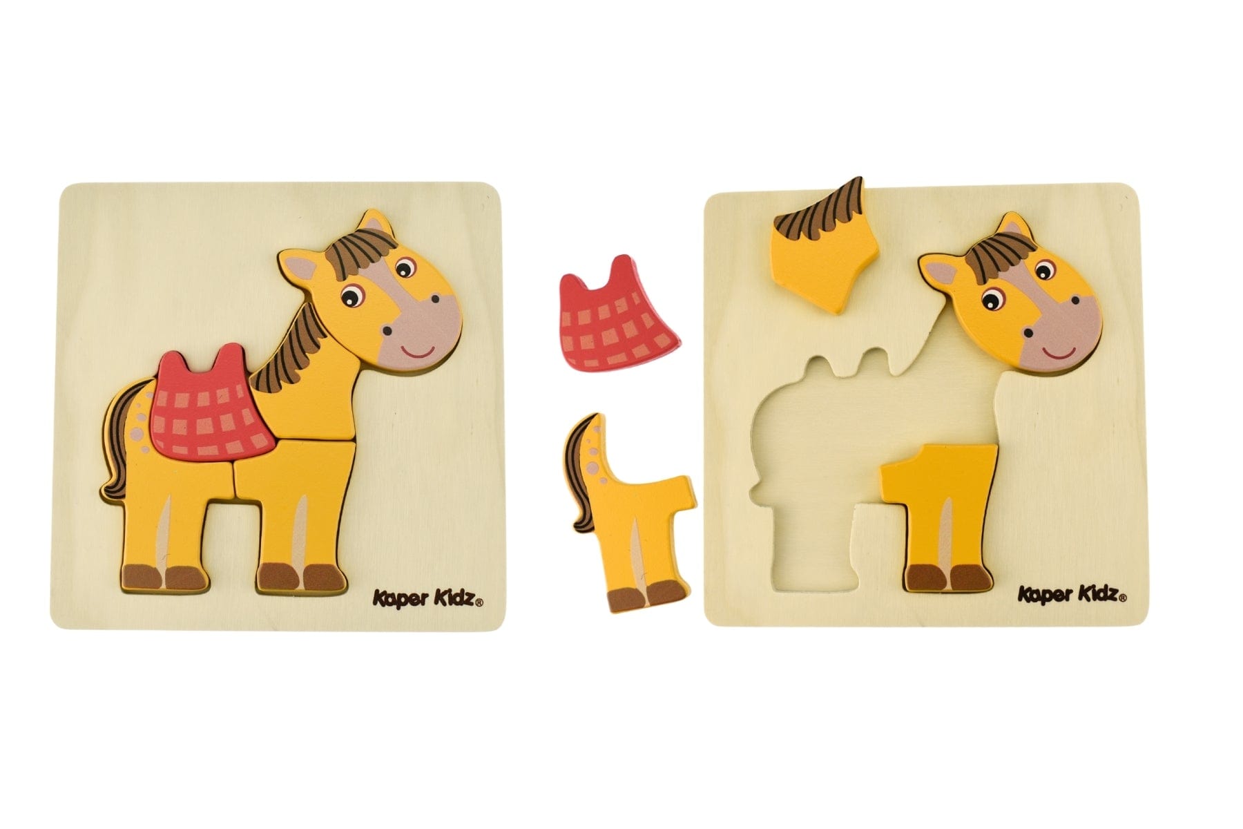 Kids Toy Chest Brand-Kaper Kidz, Games-Peg & Tray Puzzles FARM CHUNKY PUZZLES HORSE