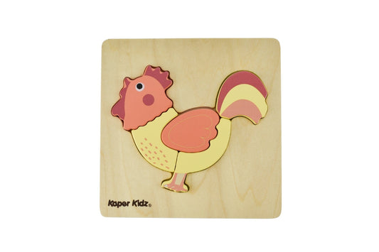 Kids Toy Chest Brand-Kaper Kidz, Games-Peg & Tray Puzzles FARM CHUNKY PUZZLES ROOSTER