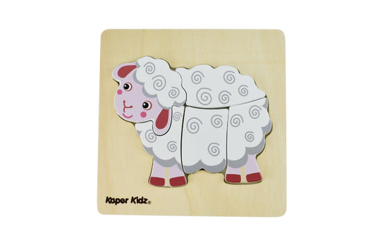 Kids Toy Chest Brand-Kaper Kidz, Games-Peg & Tray Puzzles FARM CHUNKY PUZZLES SHEEP