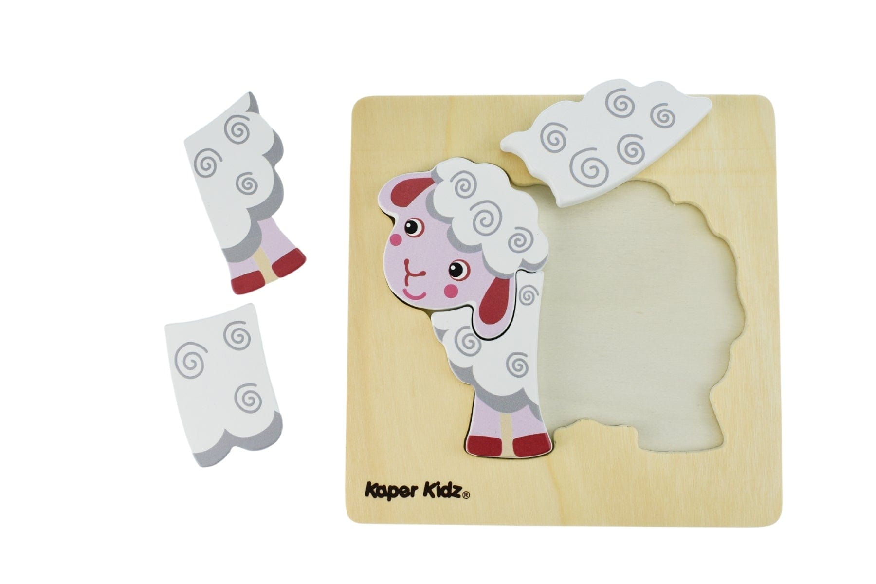 Kids Toy Chest Brand-Kaper Kidz, Games-Peg & Tray Puzzles FARM CHUNKY PUZZLES SHEEP