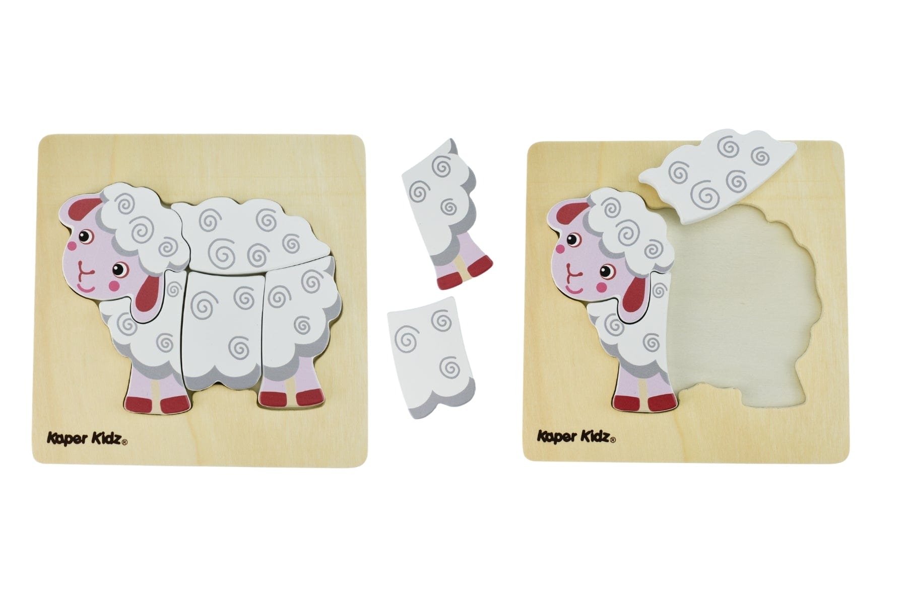 Kids Toy Chest Brand-Kaper Kidz, Games-Peg & Tray Puzzles FARM CHUNKY PUZZLES SHEEP