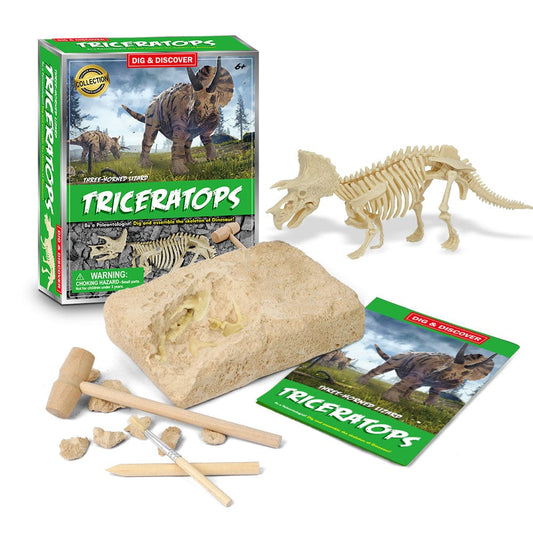 Kids Toy Chest Brand-Kaper Kidz, Science-Science Kits DIG & DISCOVER TRICERATOPS DIG KITS