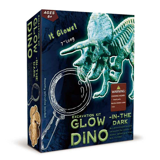 Kids Toy Chest Brand-Kaper Kidz, Science-Science Kits GLOW IN THE DARK TRICERATOPS EXCAVATION KIT