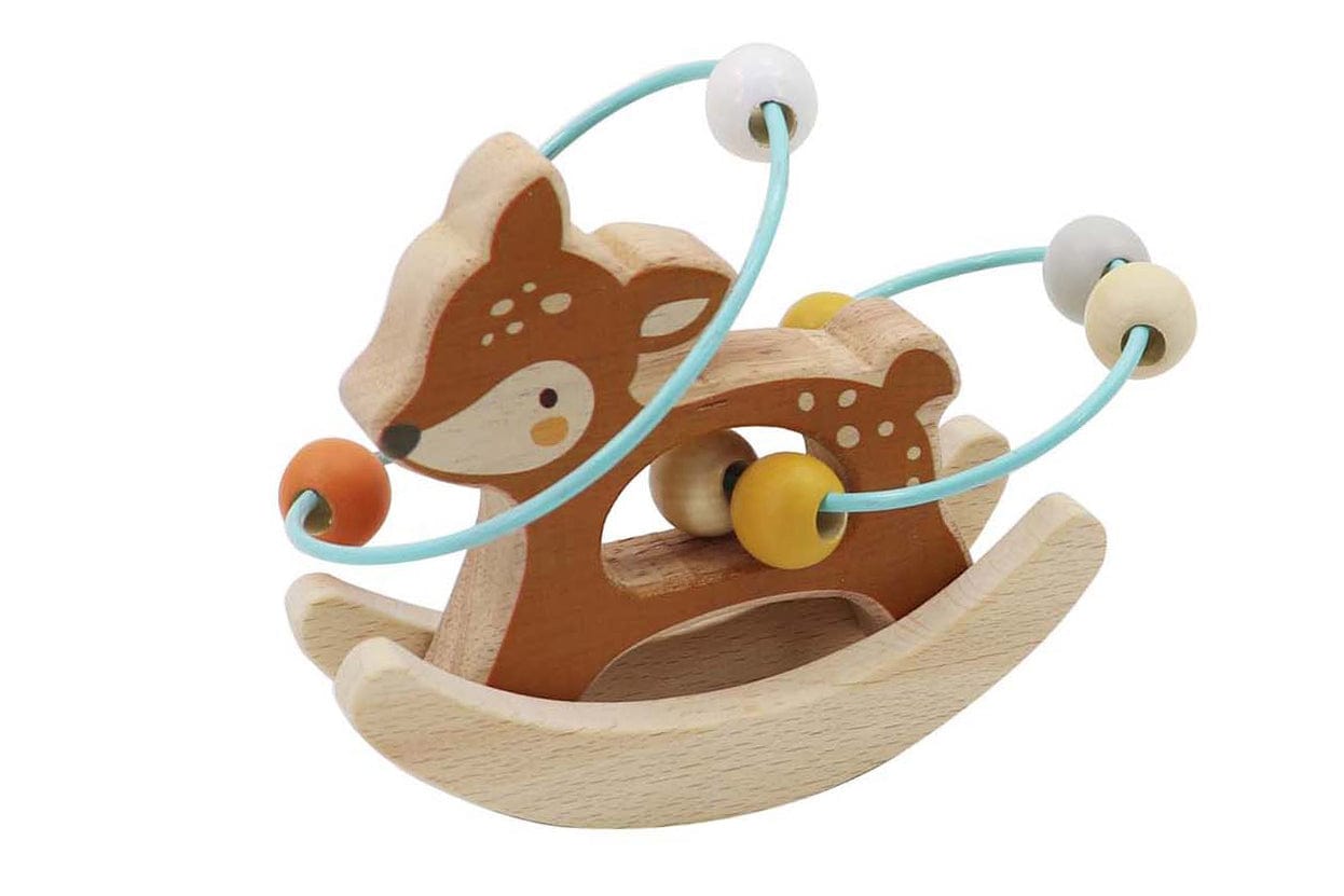 Kids Toy Chest Brand-Kaper Kidz, Toys-Bead Mazes & Shape Sorters, Gift-Baby Shower WOODLAND DEER BEAD MAZE ON ROCKING BASE