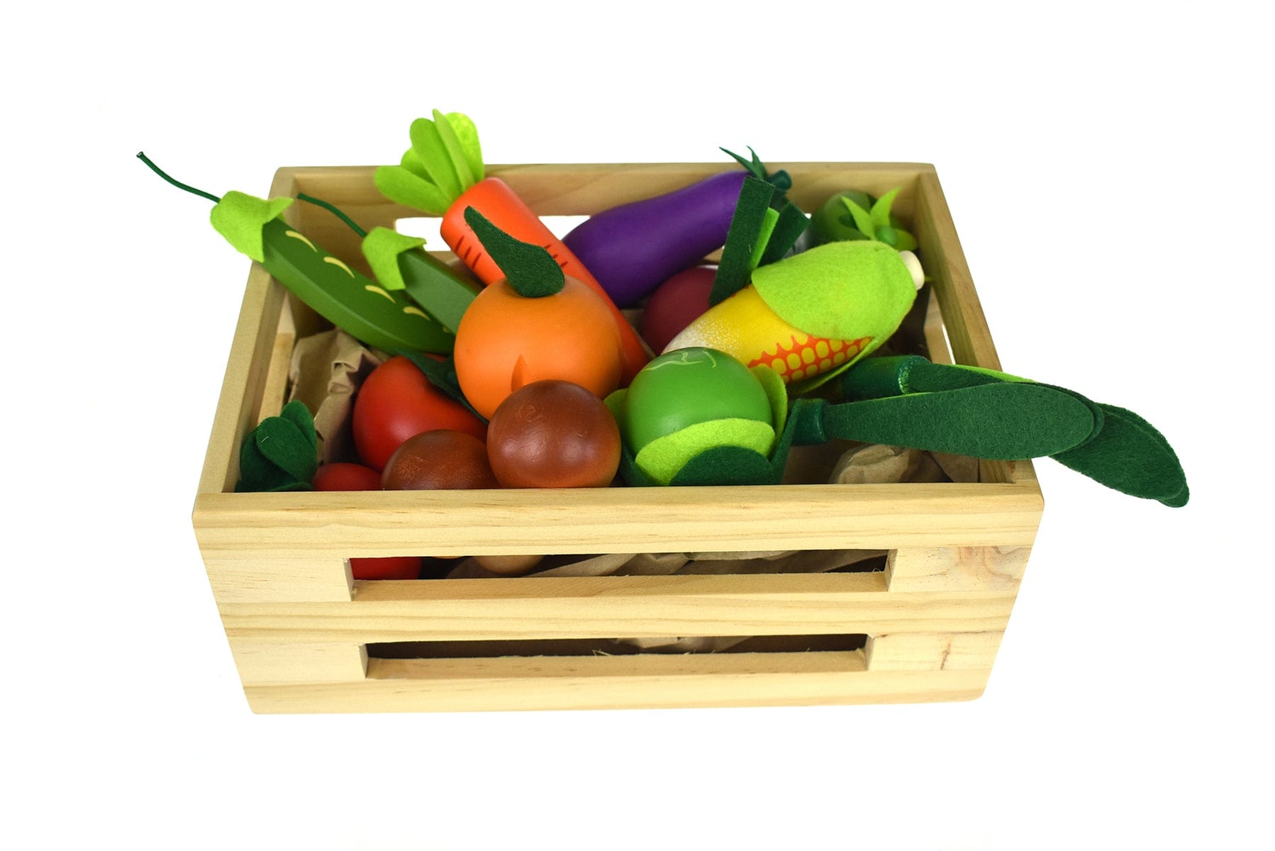 Kids Toy Chest Brand-Kaper Kidz, Toys-Cooking & Dining, Toys-Pretend Play WOODEN VEGETABLES 15-PC SET WITH WOODEN CRATE