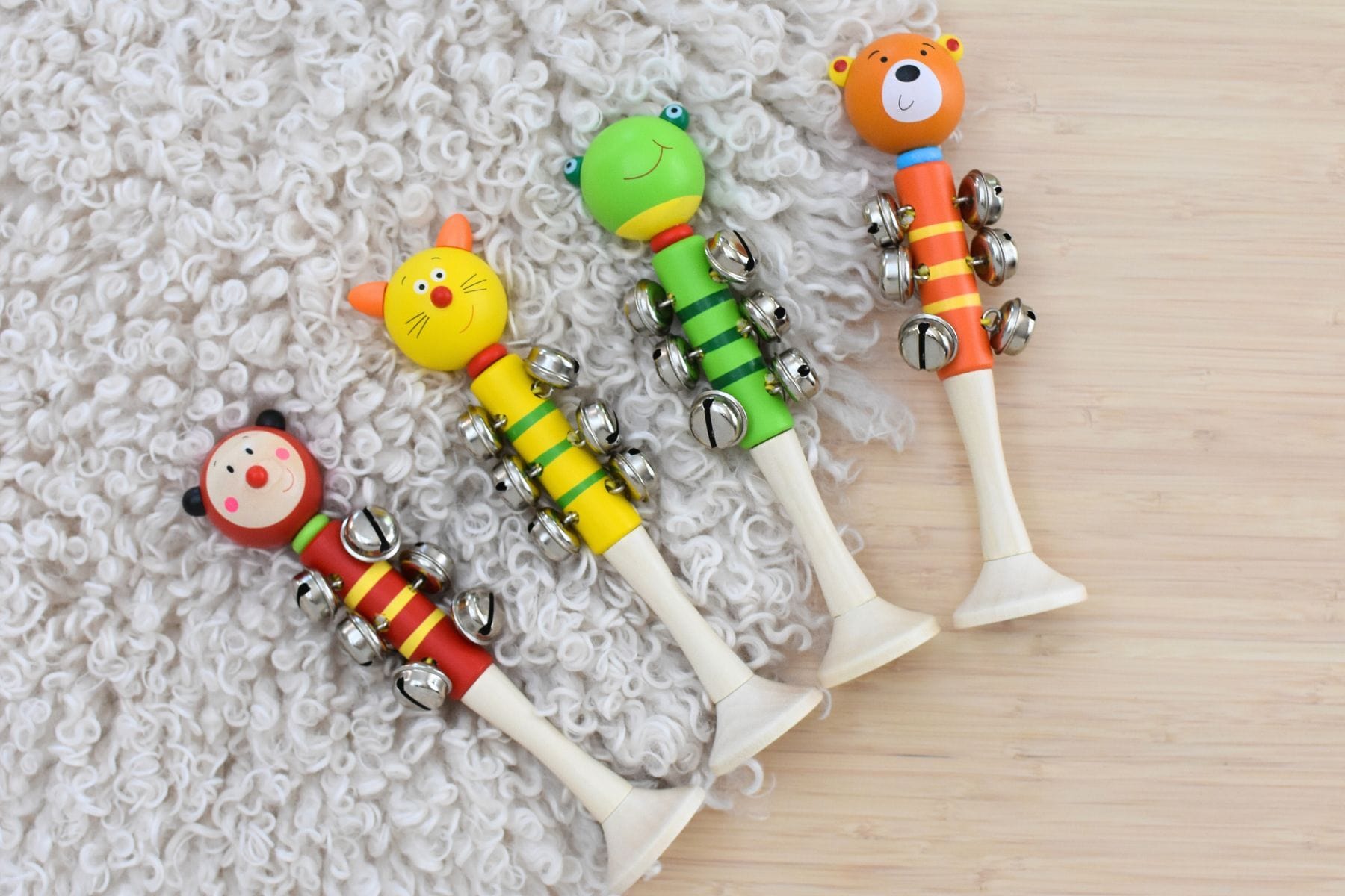 Kids Toy Chest Brand-Kaper Kidz, Toys-Musical Toys ANIMAL BELL STICK WITH BASE SET OF 4