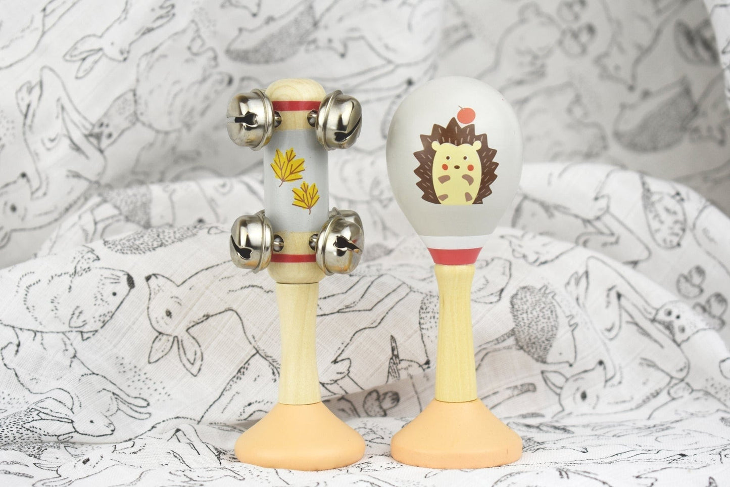 Kids Toy Chest Brand-Kaper Kidz, Toys-Musical Toys CALM & BREEZY HEDGEHOG WOODEN MARACA & BELL STICK SET