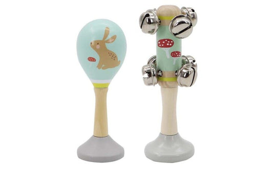 Kids Toy Chest Brand-Kaper Kidz, Toys-Musical Toys CALM & BREEZY RABBIT WOODEN MARACA & BELL STICK SET