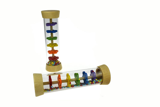 Kids Toy Chest Brand-Kaper Kidz, Toys-Musical Toys, Gift-Baby Shower WOODEN RAINMAKER RATTLE IN CLEAR TUBE