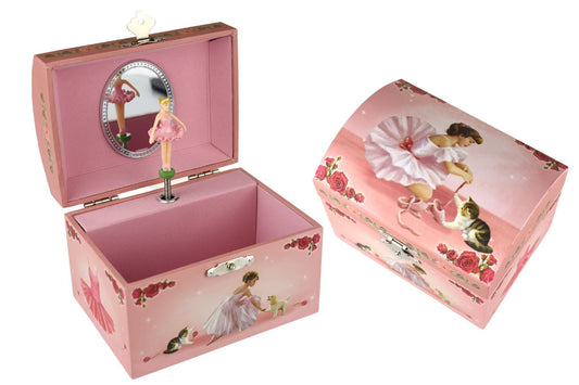 Kids Toy Chest Brand-Kaper Kidz, Toys-Musical Toys, Gift-Bedroom Decor ROSE BALLERINA DOME MUSIC BOX