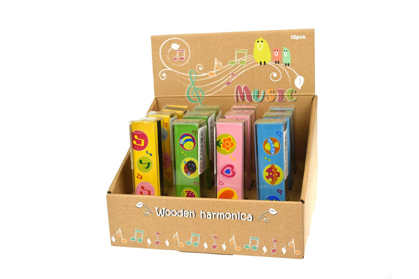 Kids Toy Chest Brand-Kaper Kidz, Toys-Musical Toys WOODEN MIXED PATTERN HARMONICA