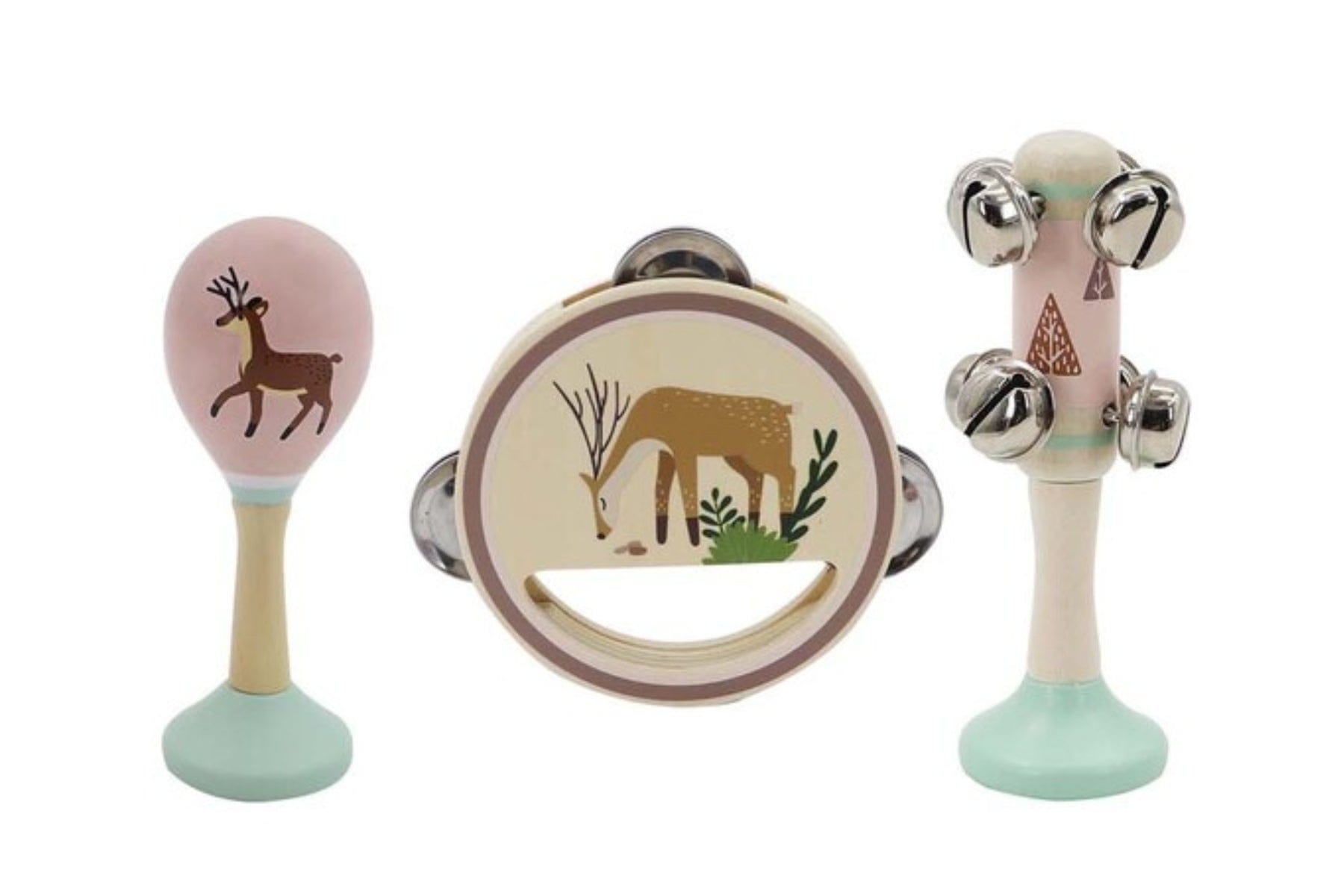 Kids Toy Chest Brand-Kaper Kidz, Toys-Musical Toys, X-FSC Certified CALM & BREEZY DEER WOODEN 3PCS MUSICAL SET