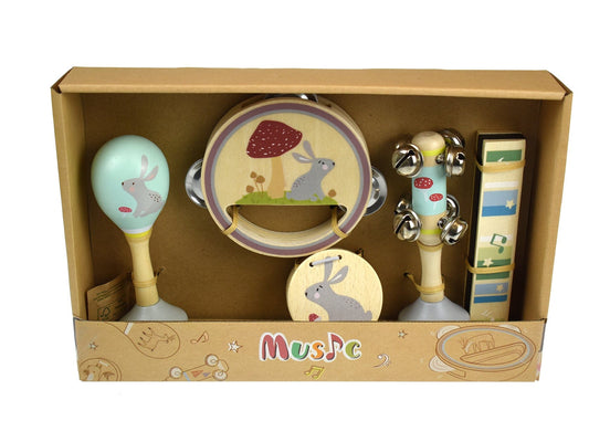 Kids Toy Chest Brand-Kaper Kidz, Toys-Musical Toys, X-FSC Certified CALM & BREEZY RABBIT WOODEN 5PCS MUSICAL SET