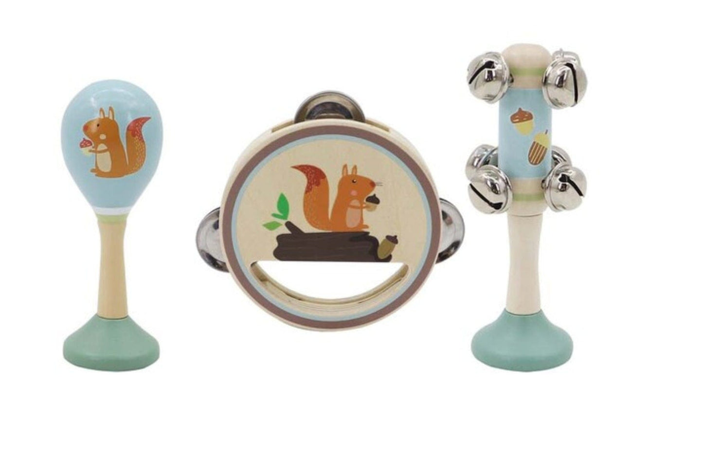 Kids Toy Chest Brand-Kaper Kidz, Toys-Musical Toys, X-FSC Certified CALM & BREEZY SQUIRREL WOODEN 3PCS MUSICAL SET