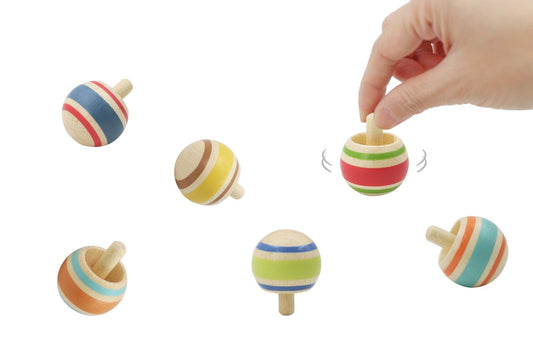 Kids Toy Chest Brand-Kaper Kidz, Toys-Novelty & Fidget NEW PATTERN FLIP OVER SPINNING TOPS SET OF 6