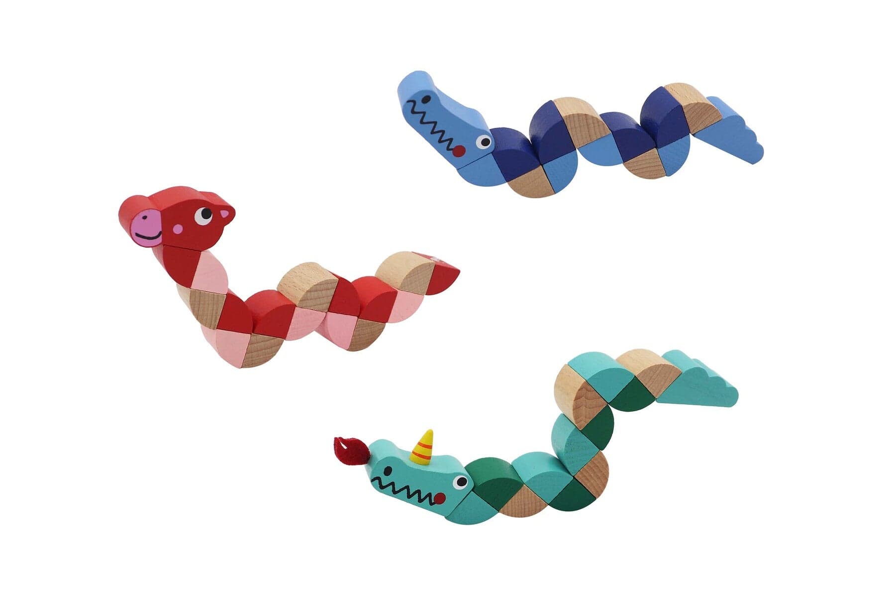 Kids Toy Chest Brand-Kaper Kidz, Toys-Playsets Puppets & Figurines, Gift-Baby Shower WOODEN JOINTED CROCODILE GIRAFFE FIDGET TOY SET OF 3