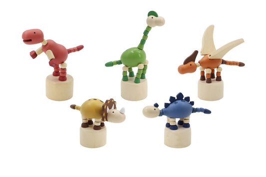 Kids Toy Chest Brand-Kaper Kidz, Toys-Playsets Puppets & Figurines, Toys-Novelty & Fidget WOODEN DANCING DINOSAUR SET OF 5