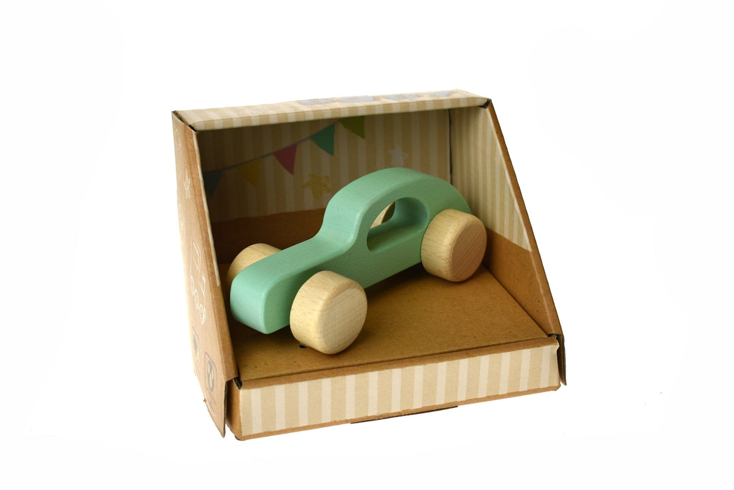 Kids Toy Chest Brand-Kaper Kidz, Toys-Vehicles, Gift-Baby Shower CALM & BREEZY WOODEN CAR GREEN