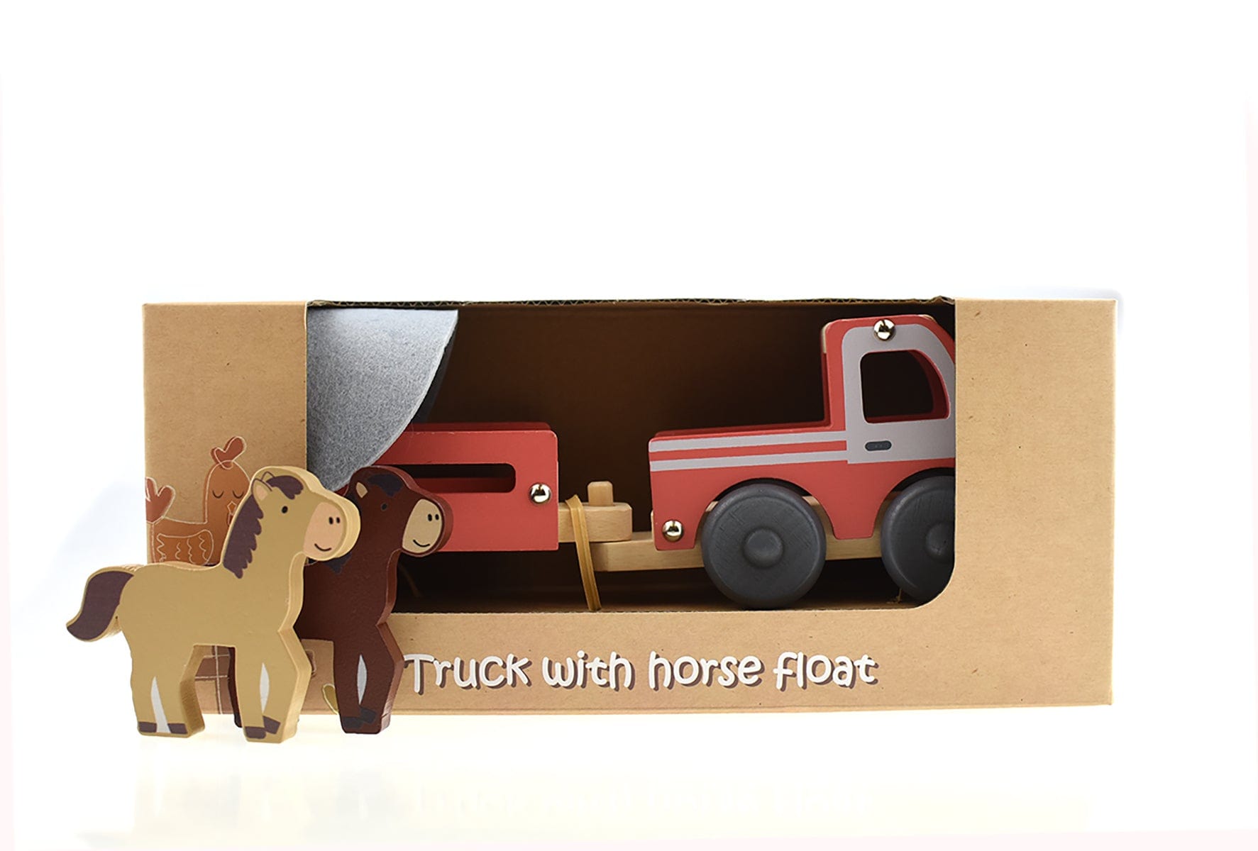 Kids Toy Chest Brand-Kaper Kidz, Toys-Vehicles WOODEN TRUCK WITH HORSE FLOAT