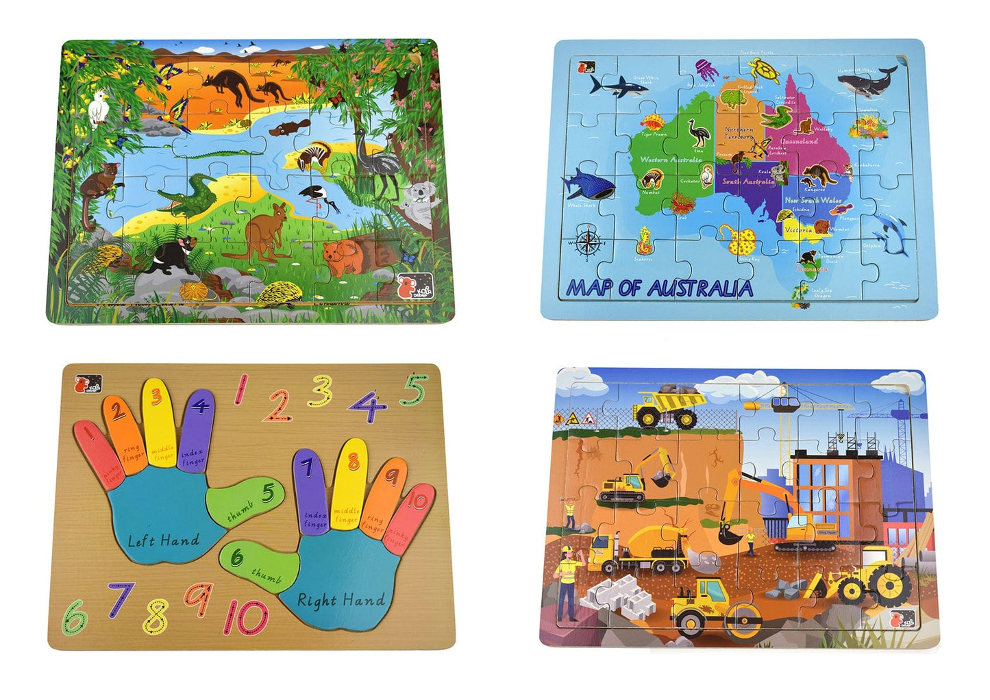 Kids Toy Chest Brand-Koala Dream, Games-Peg & Tray Puzzles KOALA DREAM PEG & JIGSAW PUZZLE PACK OF 12