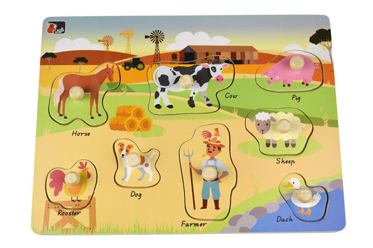 Kids Toy Chest Brand-Koala Dream, Games-Peg & Tray Puzzles Multicolor AUSTRALIAN FARM PEG PUZZLE