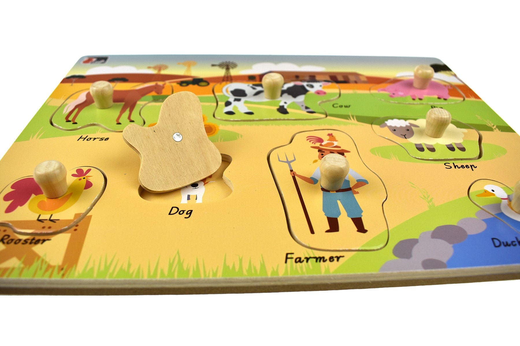 Kids Toy Chest Brand-Koala Dream, Games-Peg & Tray Puzzles Multicolor AUSTRALIAN FARM PEG PUZZLE