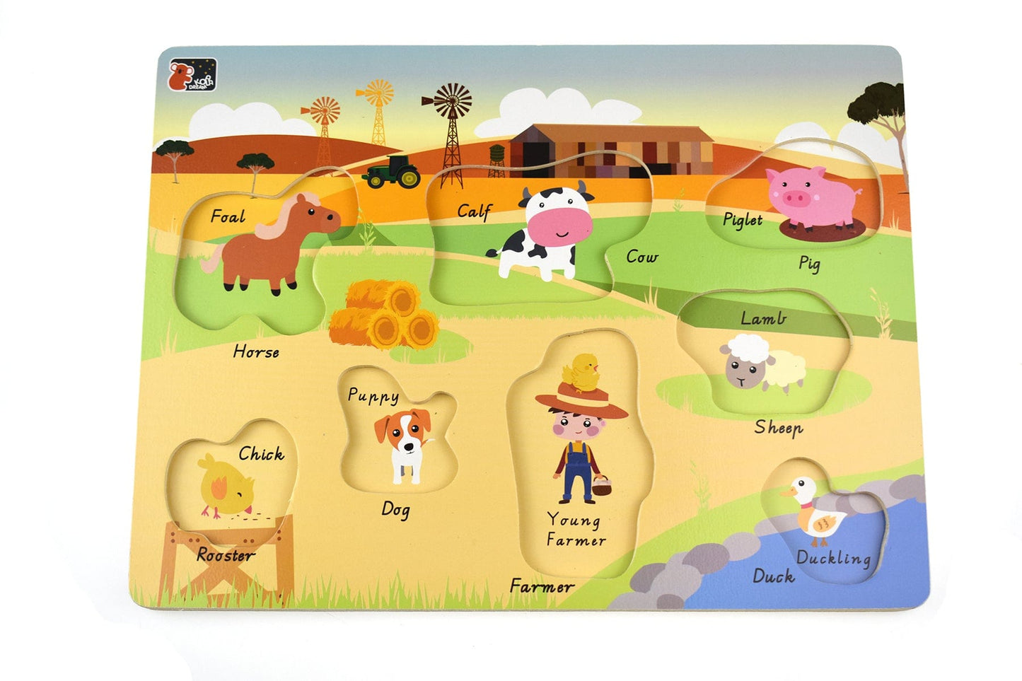 Kids Toy Chest Brand-Koala Dream, Games-Peg & Tray Puzzles Multicolor AUSTRALIAN FARM PEG PUZZLE