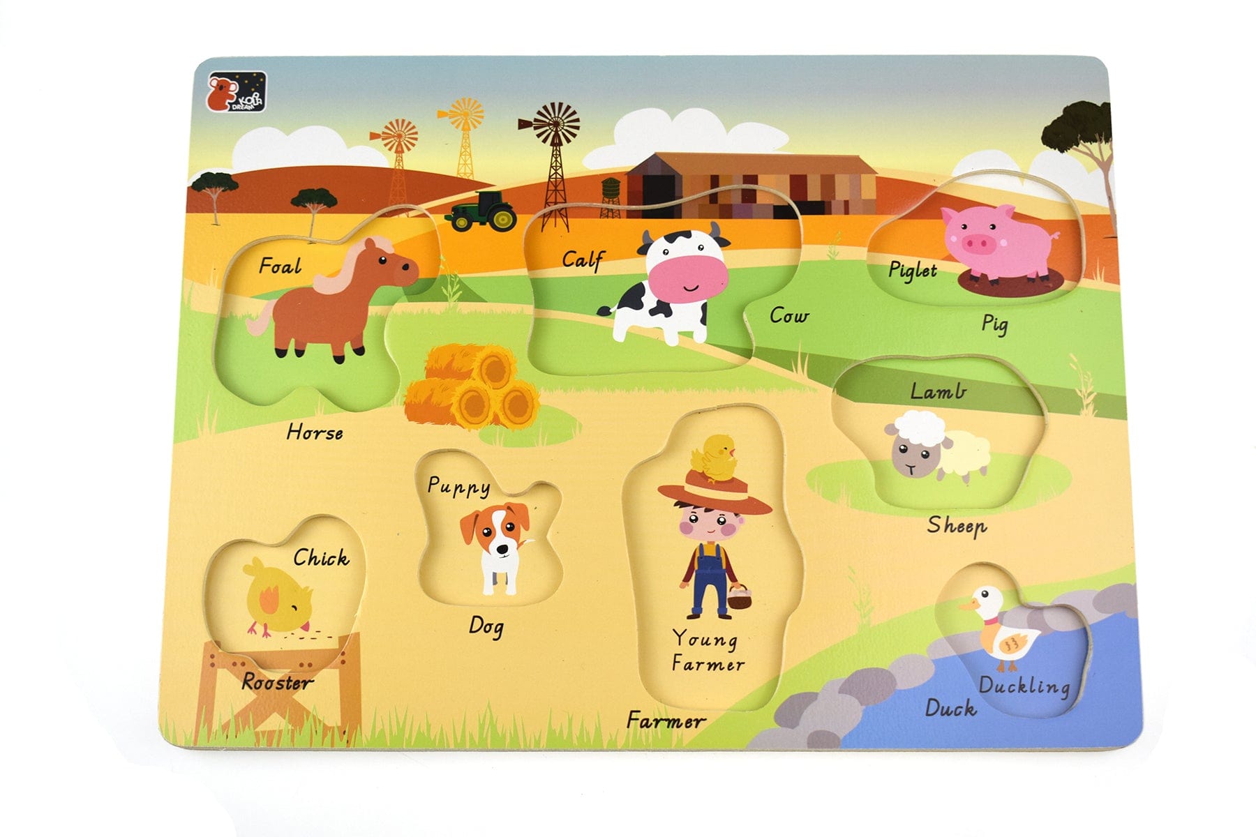 Kids Toy Chest Brand-Koala Dream, Games-Peg & Tray Puzzles Multicolor AUSTRALIAN FARM PEG PUZZLE