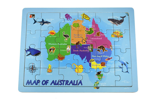 Kids Toy Chest Brand-Koala Dream, Games-Peg & Tray Puzzles Multicolor AUSTRALIAN MAP JIGSAW PUZZLE