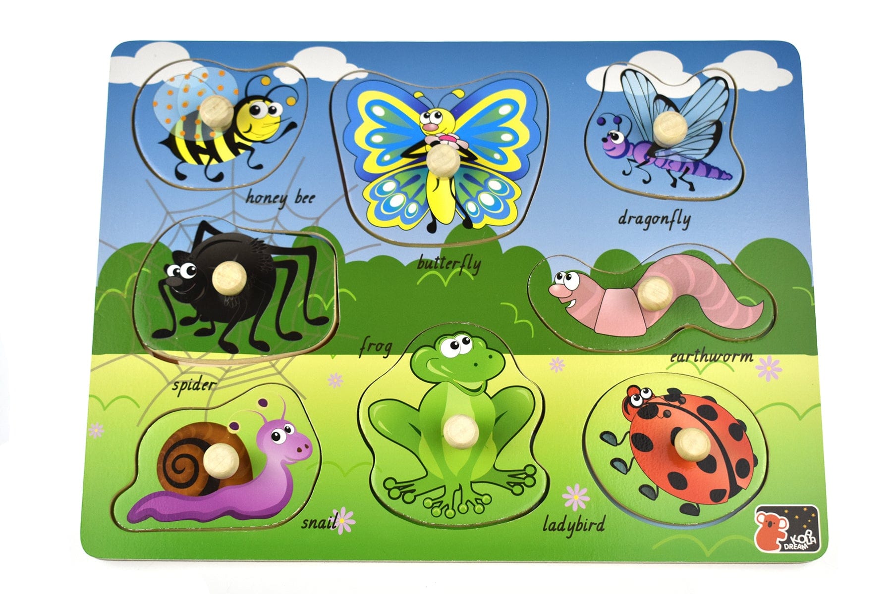 Kids Toy Chest Brand-Koala Dream, Games-Peg & Tray Puzzles Multicolor INSECT PEG PUZZLE