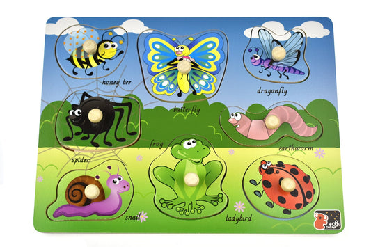 Kids Toy Chest Brand-Koala Dream, Games-Peg & Tray Puzzles Multicolor INSECT PEG PUZZLE