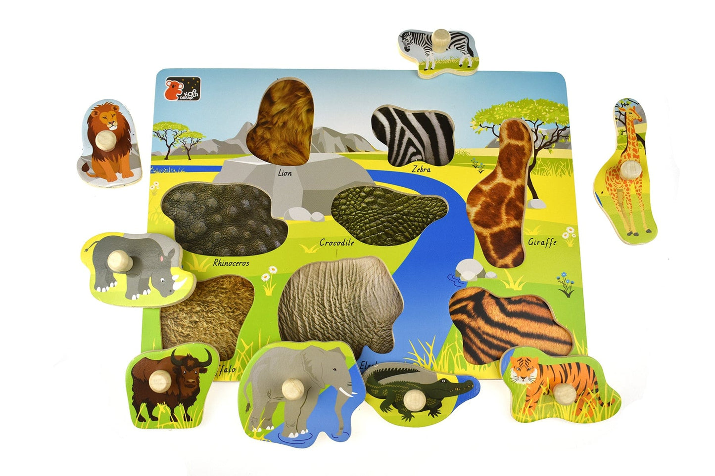 Kids Toy Chest Brand-Koala Dream, Games-Peg & Tray Puzzles WILD ANIMAL PEG PUZZLE