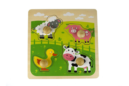 Kids Toy Chest Brand-Koala Dream, Games-Peg & Tray Puzzles, X-FSC Certified FARM ANIMAL LARGE PEG PUZZLE