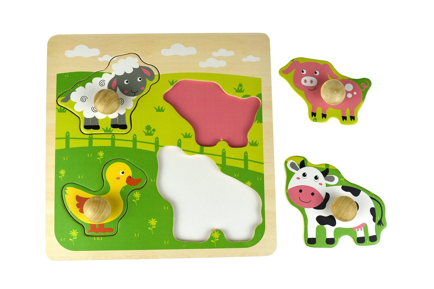 Kids Toy Chest Brand-Koala Dream, Games-Peg & Tray Puzzles, X-FSC Certified FARM ANIMAL LARGE PEG PUZZLE